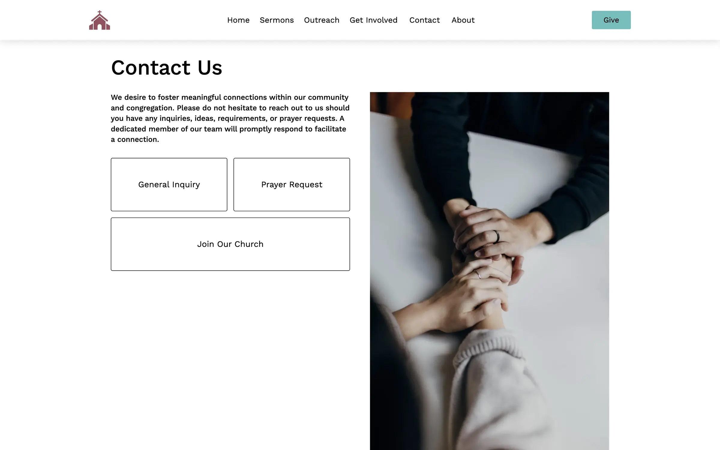 Screenshot of contact page on Berean Bible Church of Denver website