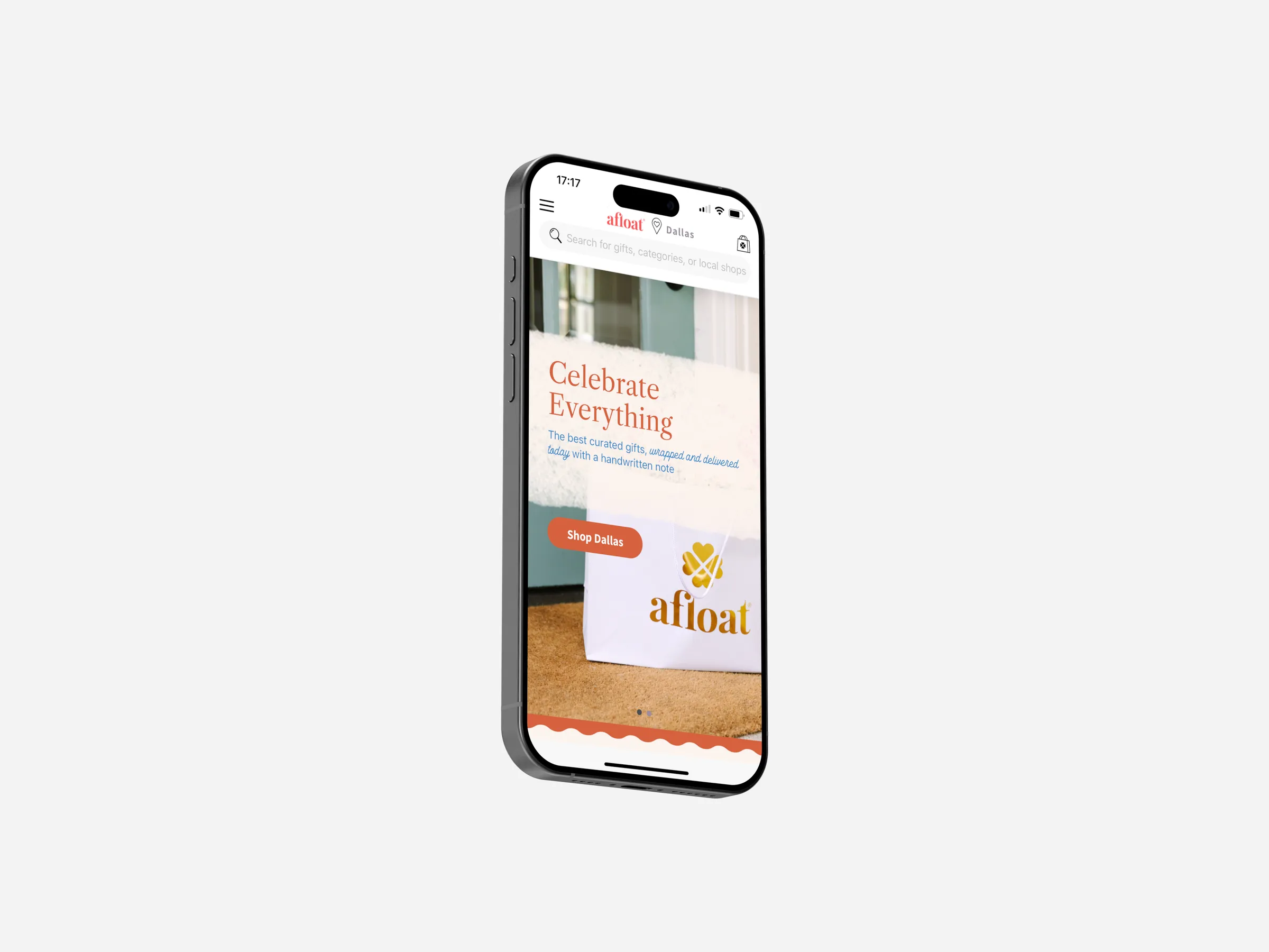 Phone displaying Afloat's Mobile App