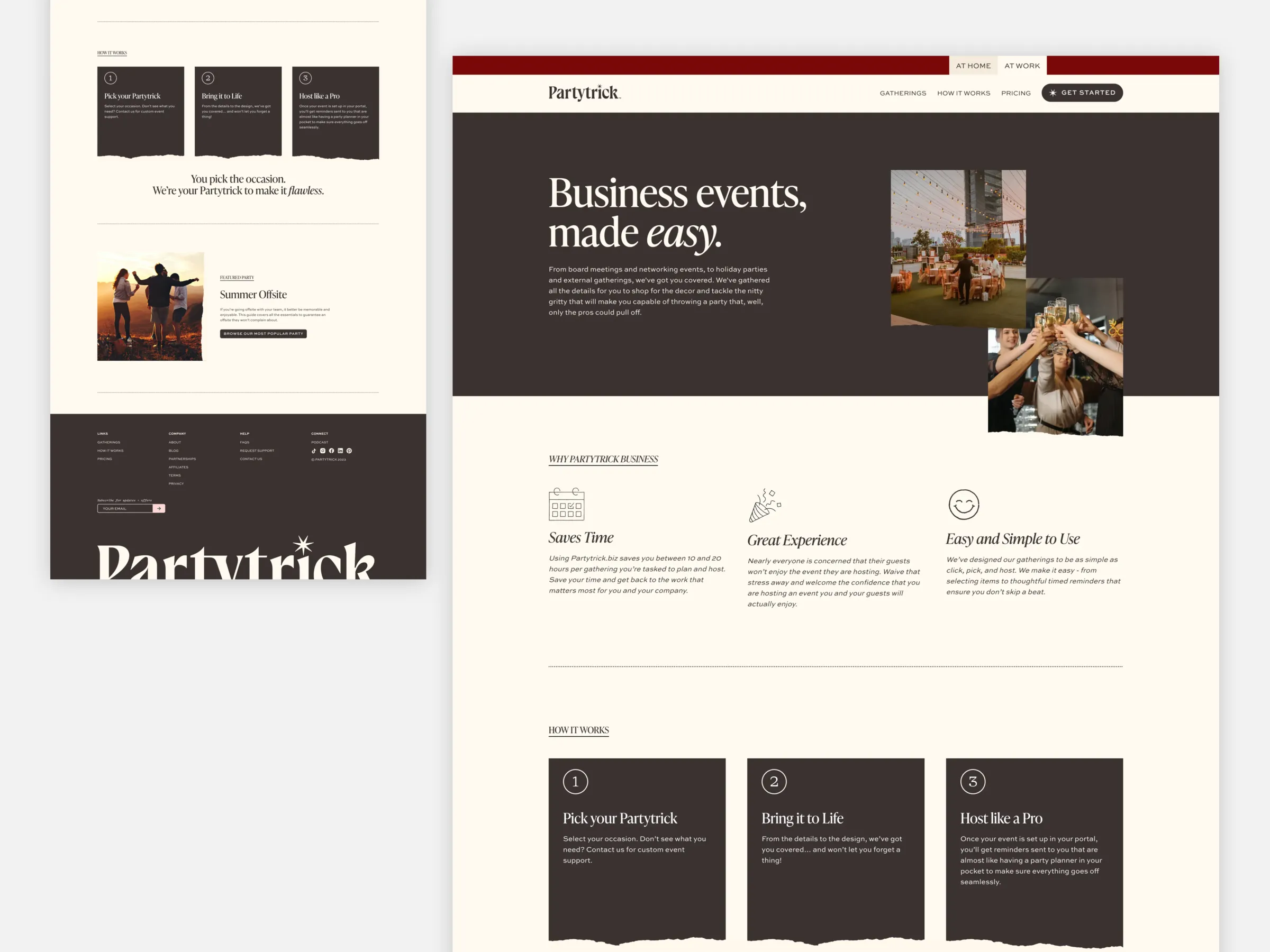 Photo showing mockup of Partytrick's Business website